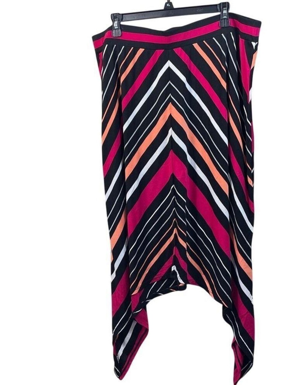 Faded Glory Black Chevron Asymmetrical Skirt with Pink & Coral Stripes